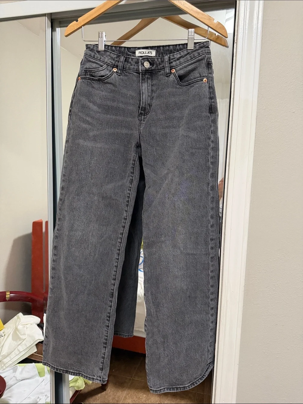 ROLLA'S Women's Wide Leg Jeans in Washed Black